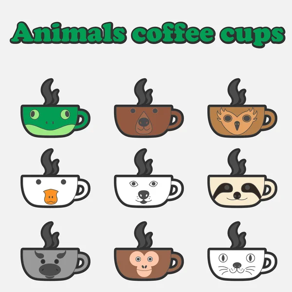 Набор для кофе животных — стоковый вектор