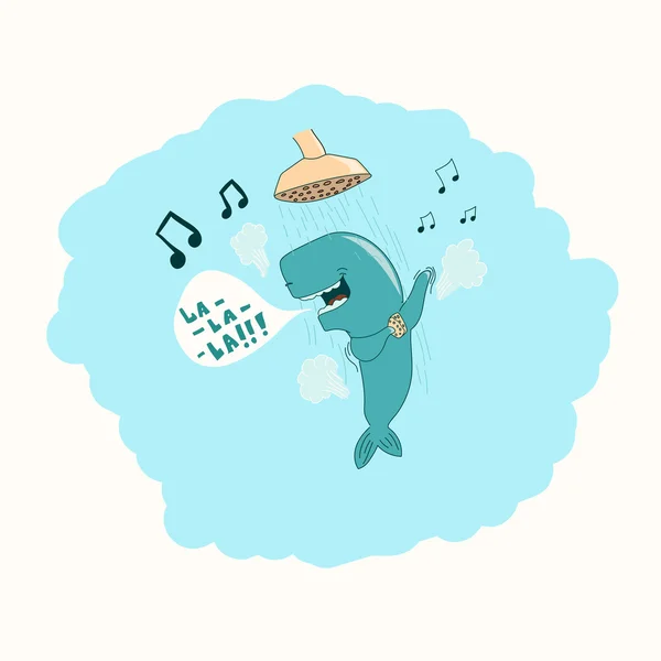 Ballena en la ducha — Vector de stock