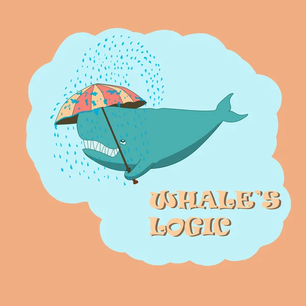 クジラの傘で — ストックベクタ