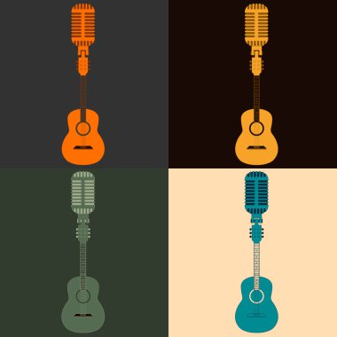 bir gitar ve bir mikrofon sembolü