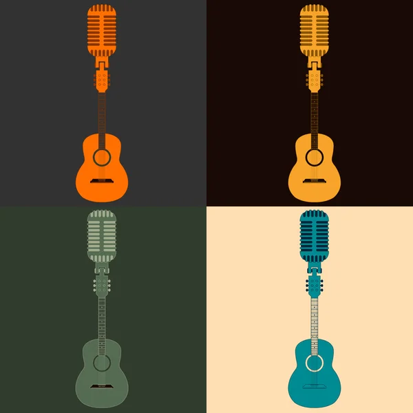 Symbole d'une guitare et d'un micro — Image vectorielle