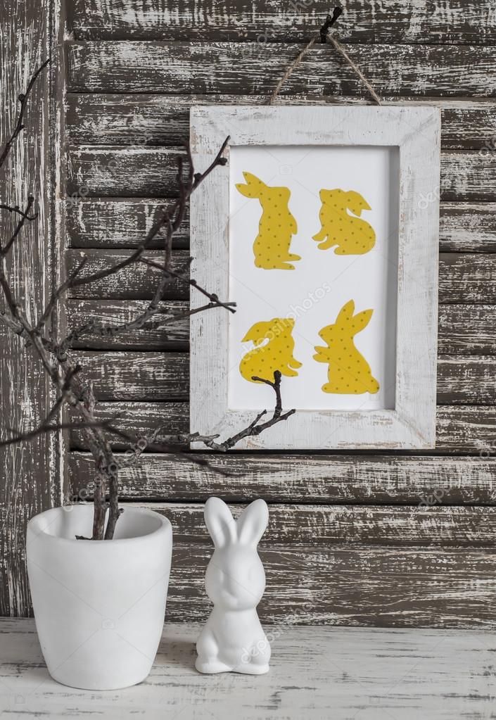 Easter Decorations Easter Ceramic Rabbit Dry Branches In A