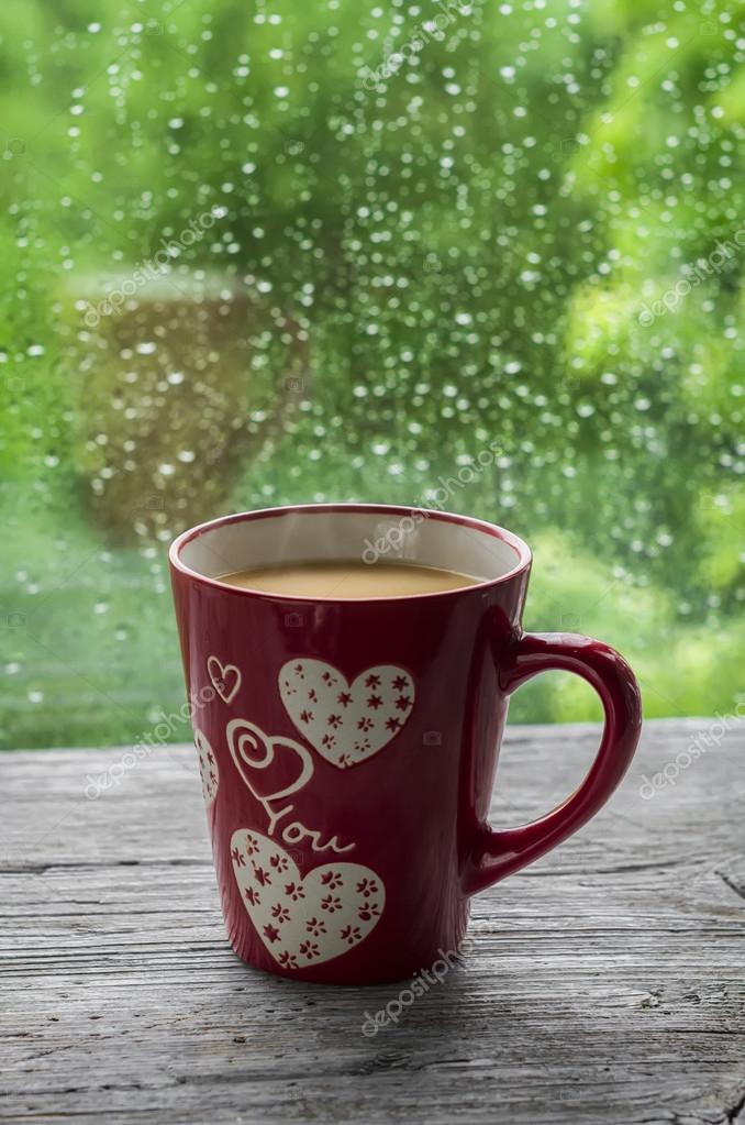 Tea With Milk In The Red Rainy Day Stock Photo Image By C Okkijan Tea With Milk In The Red Rainy Day Stock Photo Image By C Okkijan