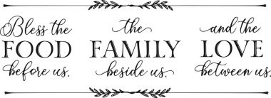 Bizden önceki yemeği kutsa. Yanımızdaki aileyi ve aramızdaki aşkı. İlham verici alıntılar imzala.