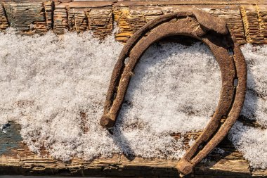 Karda unutulmuş at nalı.