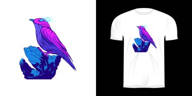 Tişört tasarımı ve çıkartma tasarımı için kuş çizimi