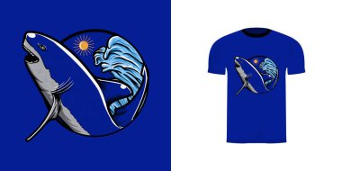 Esport logosu ve köpekbalığı maskotu karakter simgesi