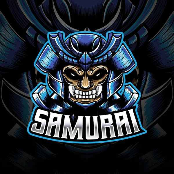 Logotipo Esport Com Ícone Personagem Samurai Cabeça —  Vetores de Stock