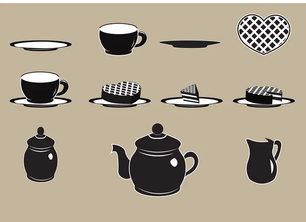 Juego de té negro — Archivo Imágenes Vectoriales