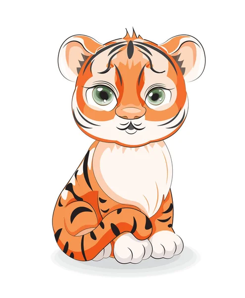 Roztomilý Tygří Symbol 2022 2034 Nový Rok Obrázek Ručním Kreslení — Stockový vektor