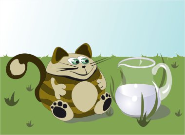 kedi ve süt kabı