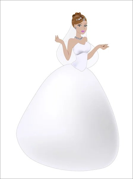 Novia en un vestido blanco — Vector de stock