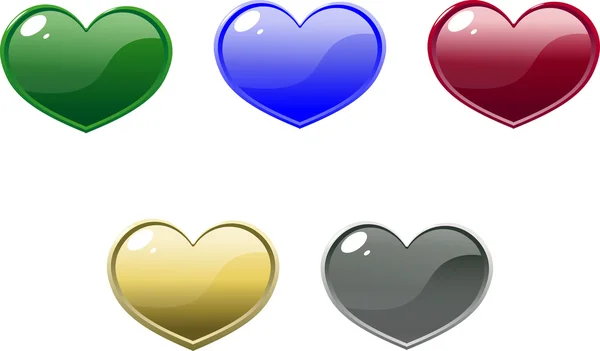 Multi-colored brilliant hearts — Stock Vector