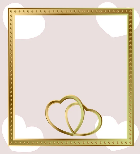 Gold frame jewelry gold hearts — Stock Vector