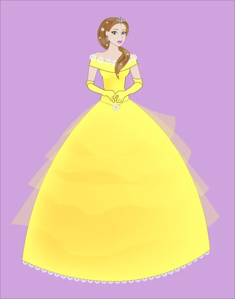 Princess in a yellow lacy dress Stock Illustration