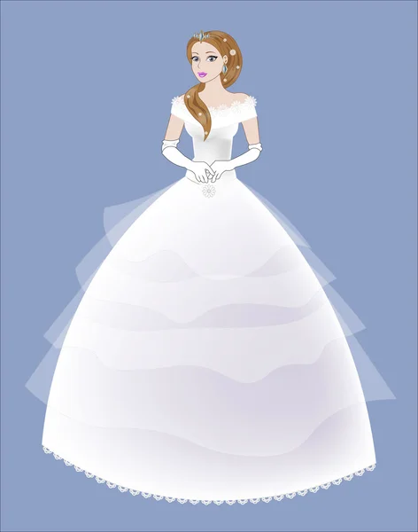 Bruden i en vit lacy klänning — Stock vektor