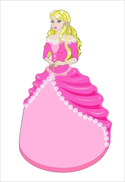 Princesa la rubia en un vestido rosa — Vector de stock