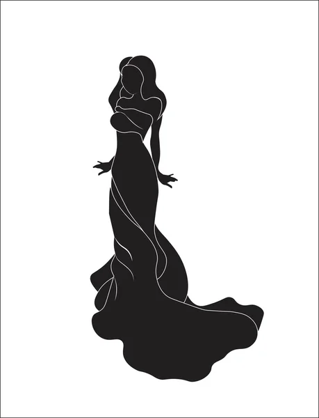 Fille en robe de soirée — Image vectorielle
