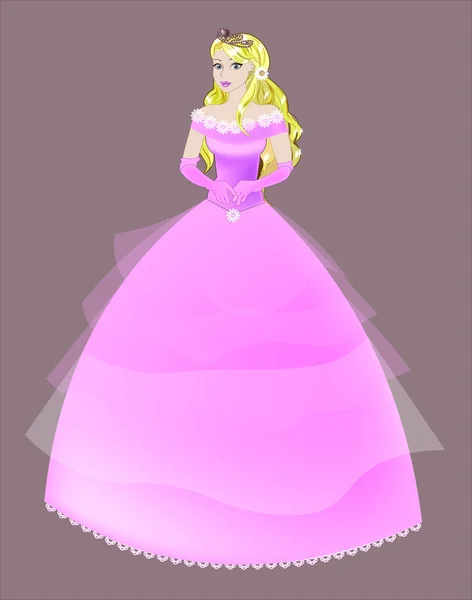 Princesa la rubia en un vestido rosa — Vector de stock