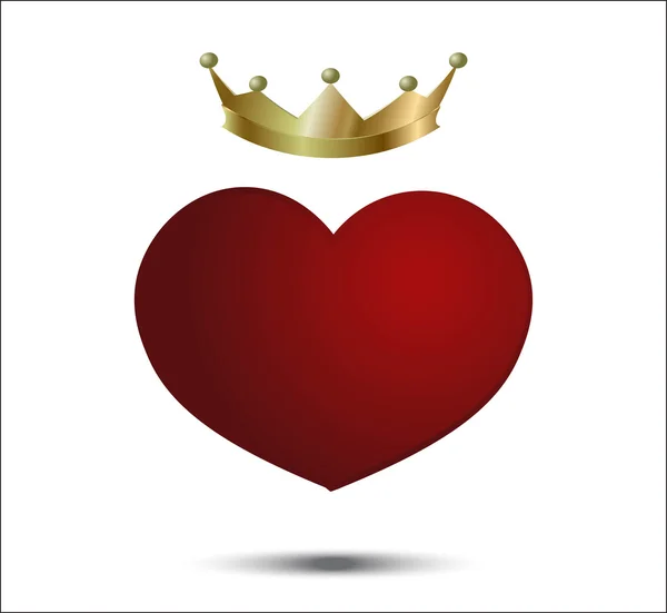 Red heart with crown — Stock Vector