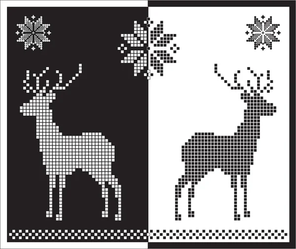 Flocon de neige jacquard et cerf — Image vectorielle