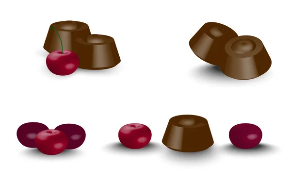 Schokolade mit Kirsche — Stockvektor