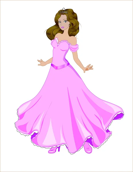 Princesa en un vestido rosa — Vector de stock