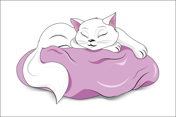 White sleeping cat Vector Graphics
