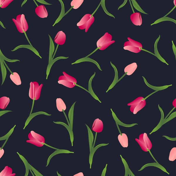  Koyu arkaplanda laleler olan kusursuz bir desen. Web tasarımı, markalaşma, ürün tasarımı ve iç tasarımda kullanılır.