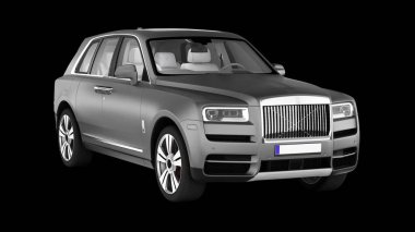 Gri renkli lüks bir SUV stüdyosu. Siyah arka planda..