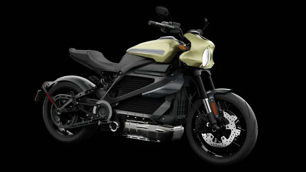 Electric motorcycle with black background 3d render