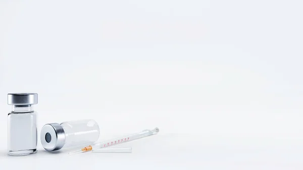 Vaccin Injectiespuit Geïsoleerd Wit Geneeskunde Covid Corona Virus Vaccinconcept — Stockfoto