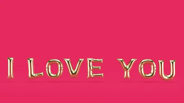 Ich Liebe Dich Goldenen Ballon Text Mit Rosa Hintergrund Textur — Stockfoto