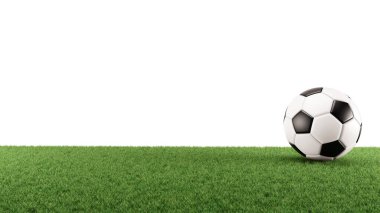 beyaz arkaplan ve çimen futbol 3D model oluşturma 