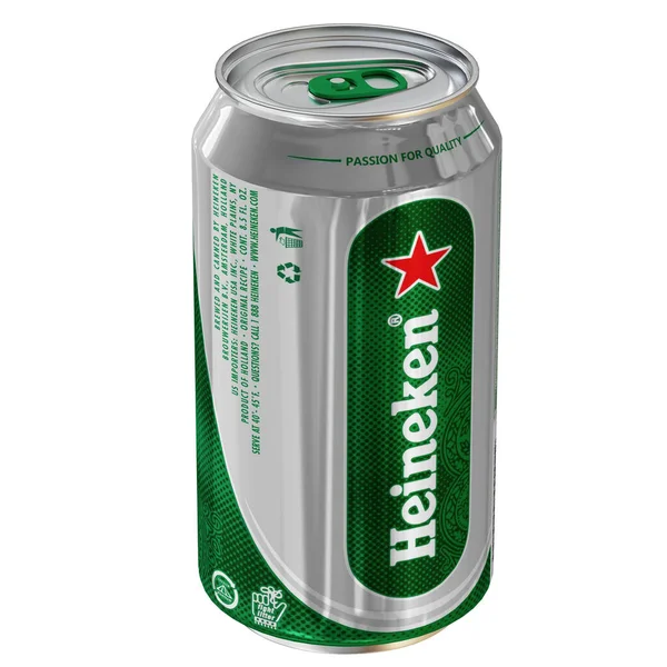 Cerveja Pode Modelo Conceito Renderização Com Fundo Branco — Fotografia de Stock