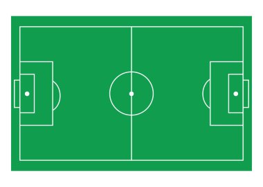 Futbol topu olan yeşil futbol sahası. Futbol ya da futbol stadyumu saha vektör ilüstrasyonu..