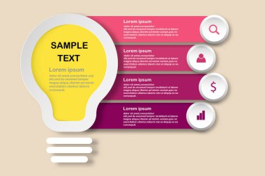 Beyaz arkaplan, diyagram, yıllık rapor ve web tasarımı üzerinde vektör bilgi tasarımı şablonu. 4 adım, adım veya süreç içeren iş konsepti.