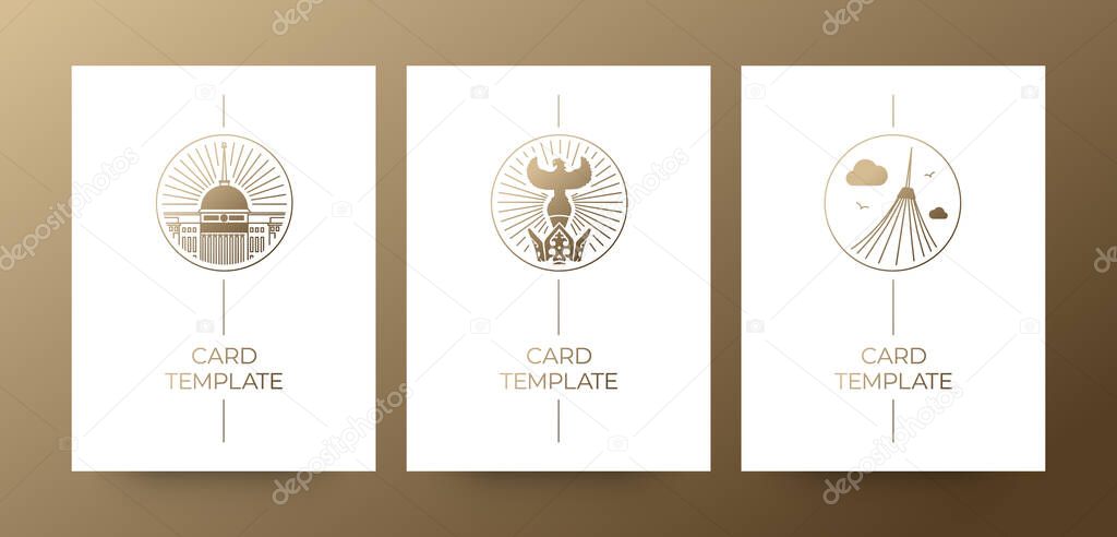Set of postcards Nur-sultan: government house, eagle, khan shatyr