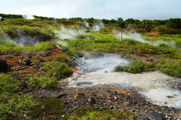 Vista Del Campo Volcanes Fumarolas Islas Kuriles Isla Iturup — Foto de Stock