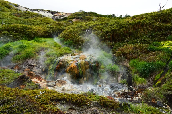 Kilátás Vulkán Fumarole Mező Kuril Szigetek Iturup Sziget — Stock Fotó