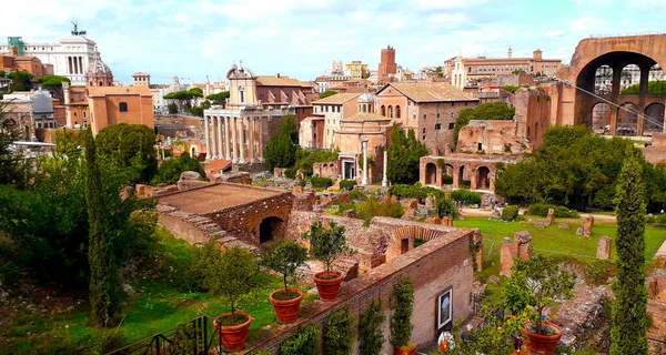 Vista Panorâmica Verão Fórum Romano Cidade Roma Itália — Fotografia de Stock