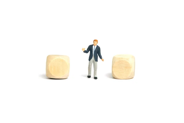 Personajes Miniatura Juguete Figura Fotografía Hombre Negocios Encogido Parado Medio —  Fotos de Stock