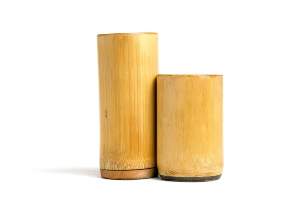 Two Set Bamboo Wood Traditional Glass Drinks Reusable Friendly Food — Foto de Stock