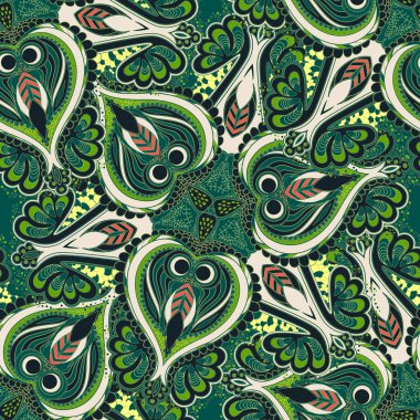 Dikişsiz soyut çizilmiş çiçek desenli