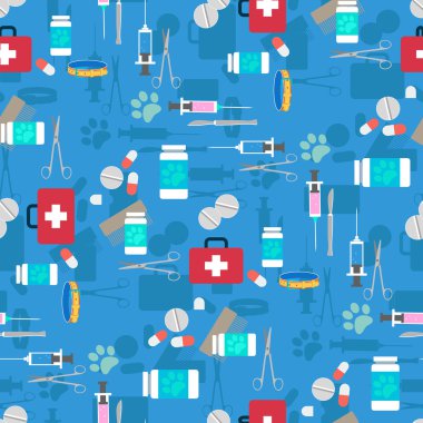 Veteriner seamless modeli ayarlayın. Vektör çizim