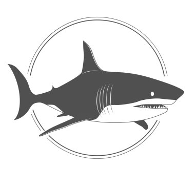 Büyük köpek balığı siyah ve beyaz siluet ben