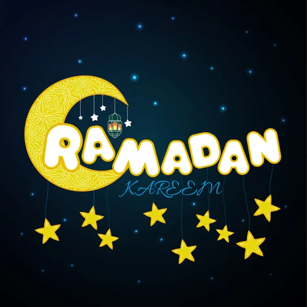 Kreatif kartu dengan bintang-bintang dan bulan untuk Islam Festival Ramadan Kareem . - Stok Vektor