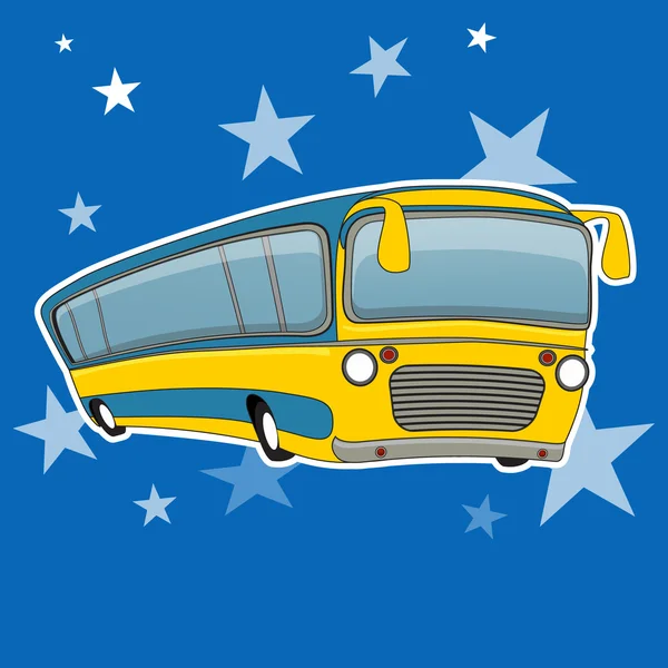 Şehir otobüs simgesi karikatür tarzı. Sarı otobüs ulaşım vektör çizim. — Stok Vektör