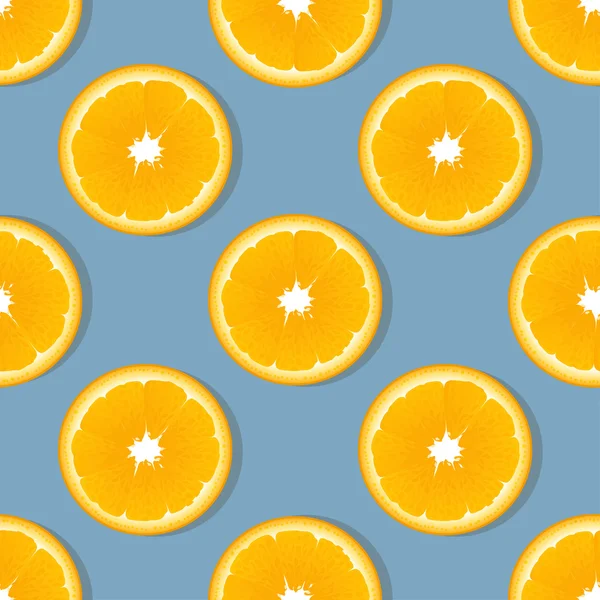 Orangenscheiben-Fruchtmuster nahtlos. Zitrusvektorhintergrund — Stockvektor