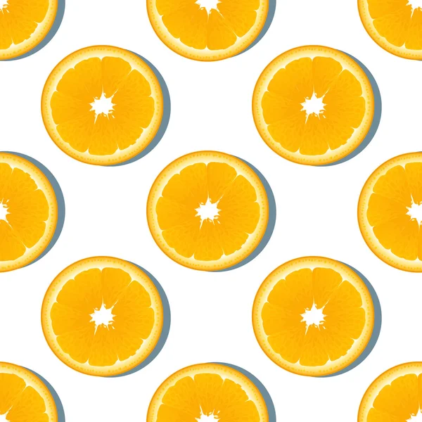 Plasterek pomarańczy owoców jednolity wzór. Tło wektor cytrusowych — Wektor stockowy